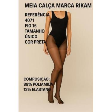 Imagem de Meia-Calça Rikam Fio 15 Preta Ref. 4071 Tamanho Único - RIKAN, Preto, 