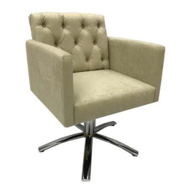 Imagem de Poltrona Nina Capitonê Giratória Sued Bege Claro - Sua Casa Decor