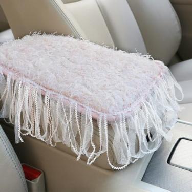 Imagem de MINGZAIQIPEI Capa de apoio de braço com babados de renda, capa de console central para carro, almofada de apoio de braço central macia e fofa para a maioria dos protetores de decoração de carros (8)