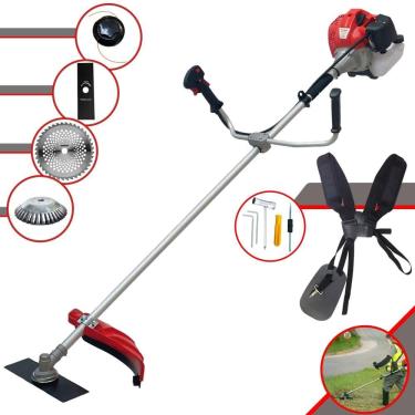 Imagem de Roçadeira Podador de Grama Anmax CG520P À Gasolina 52cc 2,2HP 4 Em 1 Com Carretel Nylon + Lâmina 2 Pontas + Lâmina 40 Dentes + Escova Rotativa de Aço