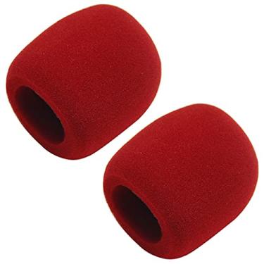 Imagem de Fielect 2 peças de capa de microfone de espuma esponja, capa de microfone de mão, protetor de para-brisas, filtro de microespuma, vinho, para transmissão KTV
