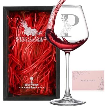 Imagem de Presentes personalizados para mulheres, monograma A-Z taça de vinho presente personalizado, presentes exclusivos de aniversário de Natal para mulheres, sua mãe, esposa, amiga, irmã, filha, enfermeira