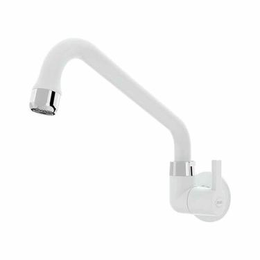 Imagem de Torneira Cozinha Parede Bica Baixa Branco - Blukit 1/2 Com Redutor De Vazão