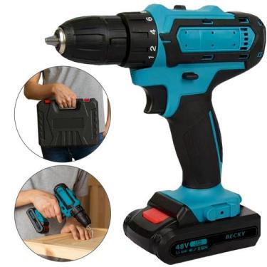 Imagem de Parafusadeira Furadeira Compacta Completa Sem Fio 2 Baterias 48v 110V 