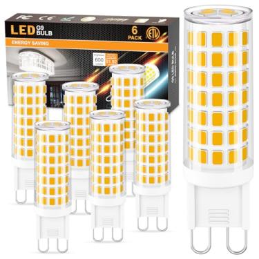 Imagem de Lâmpada LED G9, 6W (substituição de lâmpada halógena 60W), lâmpadas de lustre Hansang, 88 LEDs, branco quente 3000K, não regulável, base de pinos G9, plástico transparente 360°, 550LM, pacote com 6