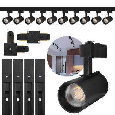 Imagem de Kit Trilho Eletrificado 4m Preto + 10 Spots Led 50w - Branco Frio (Emenda Curva)