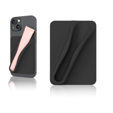 Imagem de Rookii Capa de telefone com suporte de batom, suporte de silicone com suporte de brilho labial para capa de telefone com suporte de brilho labial, protetor labial adesivo para cartão de telefone para
