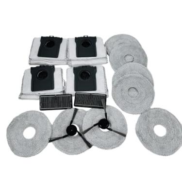 Imagem de Warmforwel Kit de acessórios originais compatível com aspirador de pó Dreame X40 Pro Ultra Robot, substituição de 16 unidades, 2 escovas laterais, 2 filtros HEPA, 4 sacos de pó, 8 panos de esfregão