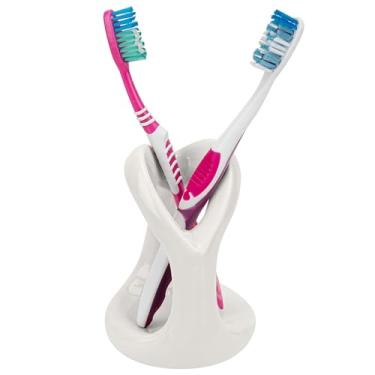 Imagem de Linkidea Suporte de escova de dentes manual de bancada para banheiro, suporte organizador exclusivo de cerâmica compatível com Oral-B CrossAction, Colgate Extra Clean, Reach Essentials escova de