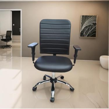 Imagem de Cadeira De Escritorio Ergonômica Nr17 Executiva Home Office Com Costura Confortável Cromada Pistão a Gás P/Consultório Médico