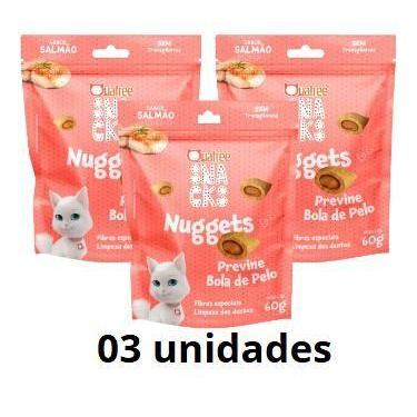 Imagem de KIT 3 Petisco Snack Quatree Gatos Nuggets Frango Bola de Pelo 60g SABO