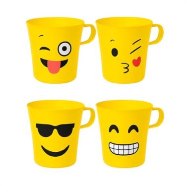 Imagem de Kit De Canecas Copo Xícara De Emoji Plástico Smile Crianças Rostinho Carinha (4)