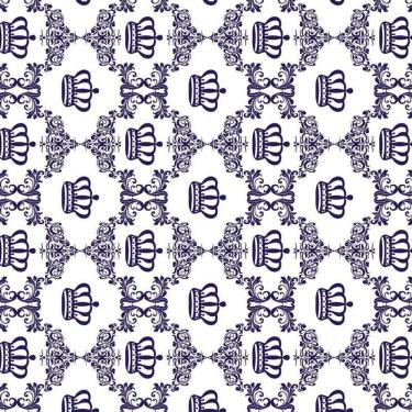 Imagem de Papel Parede Branco Com Coroas Azul Escuro Adesivo Infantil