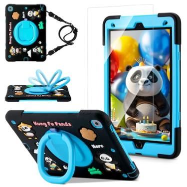 Imagem de Capa para iPad 9ª/8ª/7ª geração, linda capa 3D com design de panda guerreiro com protetor de tela, capa protetora robusta com suporte/alça/compartimento para caneta para iPad 10.2, crianças e