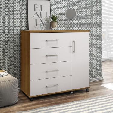 Imagem de Cômoda Belle 4 Gavetas E 1 Porta Lukaliam Móveis Freijó - Off White Freijó - Off White