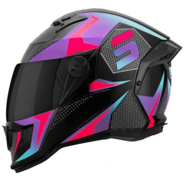 Imagem de Capacete Moto Pro Tork Stealth Concept Fechado Integral Esportivo Aerodinâmico Masculino Feminino Viseira Fumê Escura (58,ROSA - LILÁS)