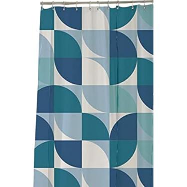 Imagem de Cortina Box Banheiro Poliéster Com Ganchos 198x180cm Div Est (198cm x 180cm, Ondas azul)
