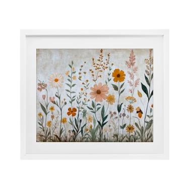 Imagem de Stupell Industries Impressão emoldurada branca com folhagem de flores de outono design sob vidro por Petal Prints Design, 13 x 16