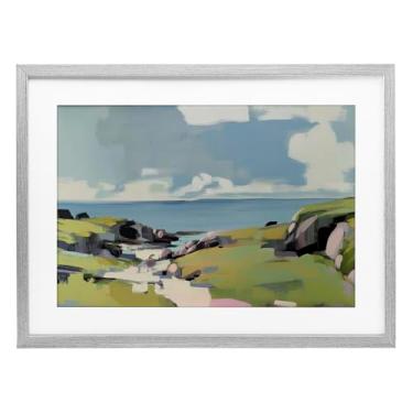 Imagem de Stupell Industries Impressão emoldurada cinza Green Bay Breeze sob vidro por Elara Yasna, 35,5 x 50,8 cm