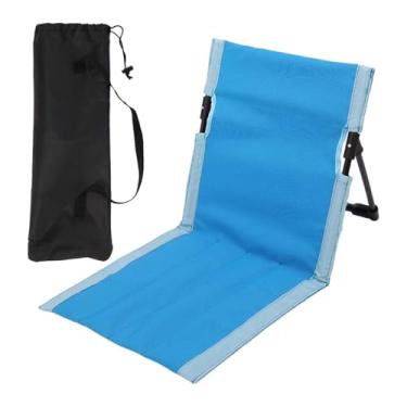 Imagem de Baoblaze Cadeira dobrável para acampamento com encosto, confortável, fácil de transportar, assento de chão, cadeira dobrável para viagem, jardim, banhos de sol, Azul Escuro
