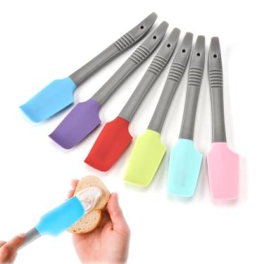Imagem de 6 miniespátulas de silicone, espátulas de borracha, espátulas para uso na cozinha, conjunto de espátulas de silicone, para cozinhar e assar, para uso de ração úmida para animais de estimação, lata