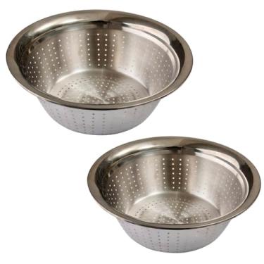 Imagem de Conjunto de 2 Escorredores em Aço Inox Escovado, 26,5cm x 9cm e 29cm x 9,2cm, Multiuso, Salada Macarrão Verduras Cozinha