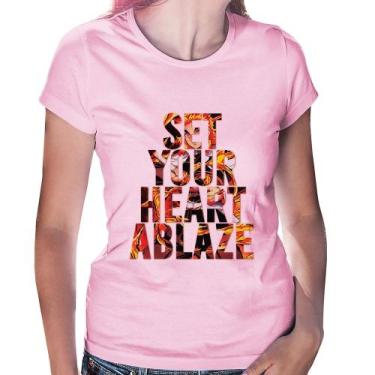 Imagem de Baby Look Set your heart ablaze - Foca na Moda, Rosa bebê, P