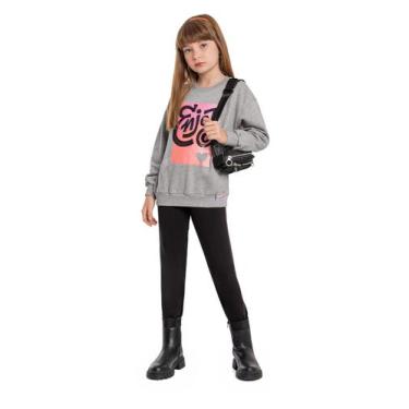 Imagem de Blusão Feminino Infantil com Bordado Gloss, Cinza, 4