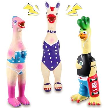 Imagem de Silipull 3 peças de brinquedos de borracha para cães barulhentos de látex para animais de estimação gritando galinha interativa durável borracha macia mastigar brinquedos molares para cães pequenos
