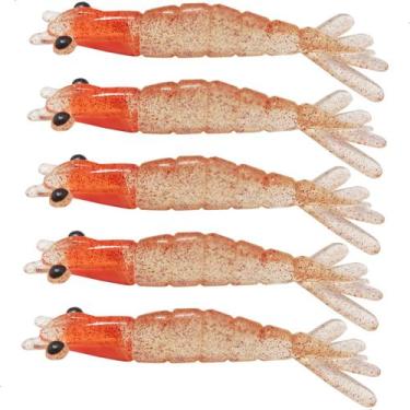 Imagem de Kit 5 Iscas Camarão Artificial 6cm - Pesca Robalo Tucunaré Corvina  - 
