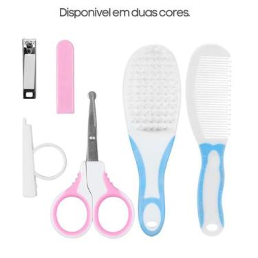 Imagem de Conjunto Higiene Cuidados Infantil Escova Tesoura Cortador - Buba, Azu