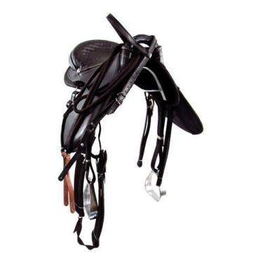 Imagem de Sela Australiana Marrom Luxo Inox Completa 16 Polegadas - Couros Allas