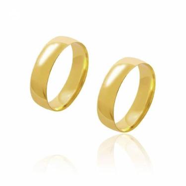 Imagem de Par de Alianças de Casamento Diana Ouro Abaulada Lisa 6 mm e 7 g - Joi