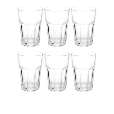 Imagem de Jogo 6 Copos De Vidro Alto Grosso Refrigerante Bebida 350M - Praticasa