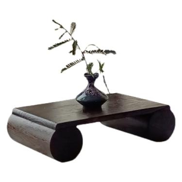 Imagem de YANIR-137 Mesa baixa com janela de sacada japonesa, mesa de centro de madeira maciça, pequena mesa de chá, quarto, peitoril de janela, tatami, mesa de centro pequena para sala de estar, janela de