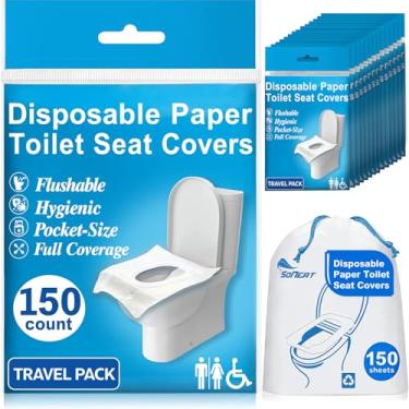 Imagem de SoNeat - Capa de assento de vaso sanitário descartável - 150 capas grandes para viagens, treinamento infantil e banheiros públicos