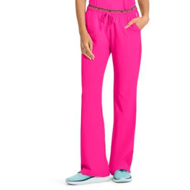 Imagem de HeartSoul Scrubs Calça feminina com cordão de cintura baixa que se parte no coração, Flamingo, Small