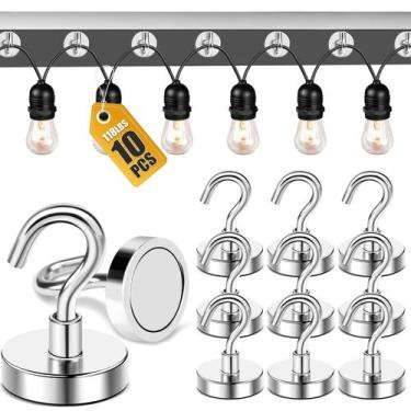 Imagem de Ganchos magnéticos DIYMAG para pendurar luzes de corda 54 kg 10 unidad