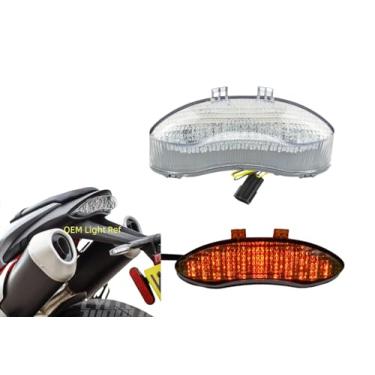 Imagem de TOPZONE Adequado para Triumph 2011-2020 Speed Triple ; luz traseira de freio com indicadores integrados de seta (transparente, luz traseira LED Style1 + seta)