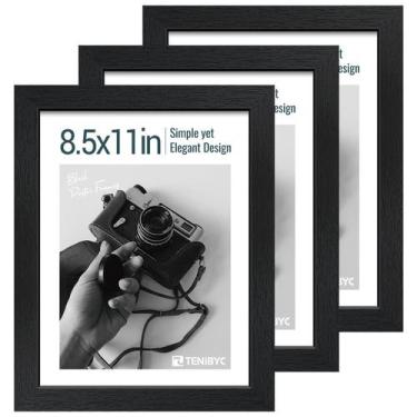Imagem de Porta-retratos TENIBYC Black Woodgrain 8,5x11, conjunto de 3