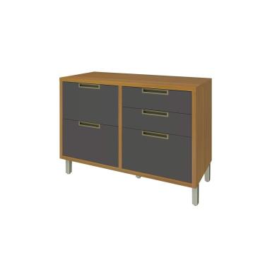 Imagem de Balcão de Cozinha Imperatriz p/Pia c/4Gavetas e 1 Portas Basculante c/Tampo 120cm Freijo/Grafite - Nesher