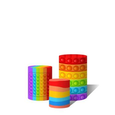 Imagem de Trio Capas Para Cilindro Versátil Pop it Brinquedo Arco Iris  C/ Elást