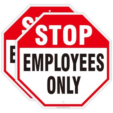 Imagem de Pacote com 2 placas Stop- Employees Only, 25 x 25 cm de alumínio
