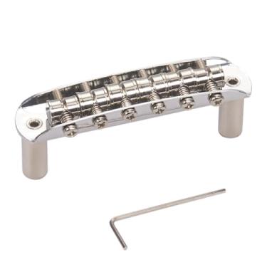 Imagem de KAISH Conjunto de ponte de guitarra elétrica com selas grandes (não ajustável em altura) Espaçamento de cordas vintage de 6 cm para Jaguar/Jazzmaster Chrome
