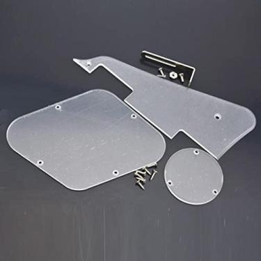 Imagem de Dopro LP Placa traseira de palheta de guitarra placa traseira para interruptor e suporte de montagem de aço níquel com parafusos de montagem de pickguard de aço para EUA Les Paul Clear