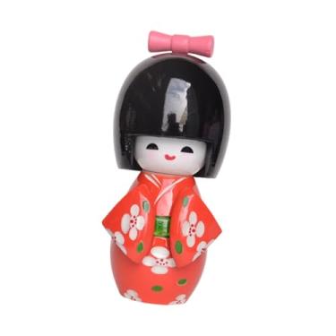 Imagem de Ｂｅｓｇａ Boneca de Gueixa Quimono Japonesa Tradicional, Estátua em Miniatura, Estatueta Kabuki Asiática Colecionável para Escritório, Armário, Loja, Vermelho, Tamanho real