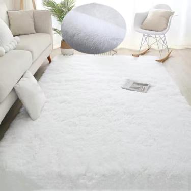 Imagem de Tapete branco fofo para sala de estar, quarto, decoração para casa, tapete grande, grosso, para meninas, quarto infantil, tapete rosa peludo (40x60 cm, muito pequeno/branco puro)