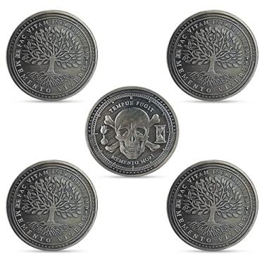 Imagem de AtSKnSK Pacote com 5 moedas Memento Mori Memento Vivere