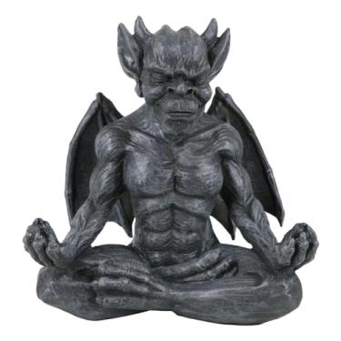 Imagem de Estatueta de meditação Ebros Gárgula com Chifres com Asas em Yoga 15 cm de altura Pensador Estóico Watchman como Talismã de Proteção Renascentista ou Medieval Colecionável