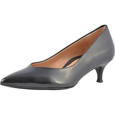 Imagem de Kit feminino de salto gatinho Josie da Vionic – Salto feminino com suporte ortopédico oculto, Couro preto, 9.5